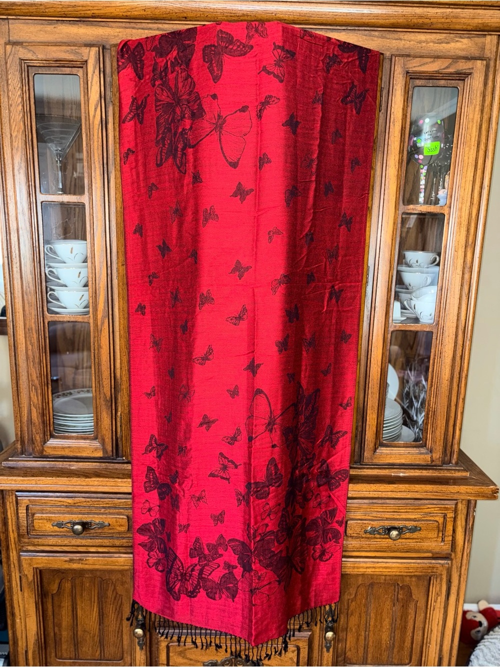 Red Butterfly-Print Women's wrap